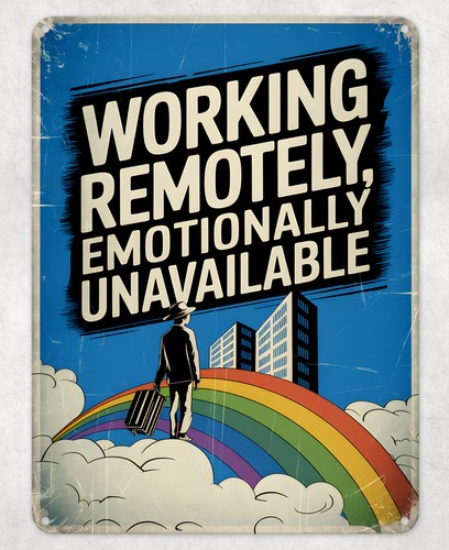 Home Office Shed - WORKING REMOTELY HOME OFFICE METAL POSTER