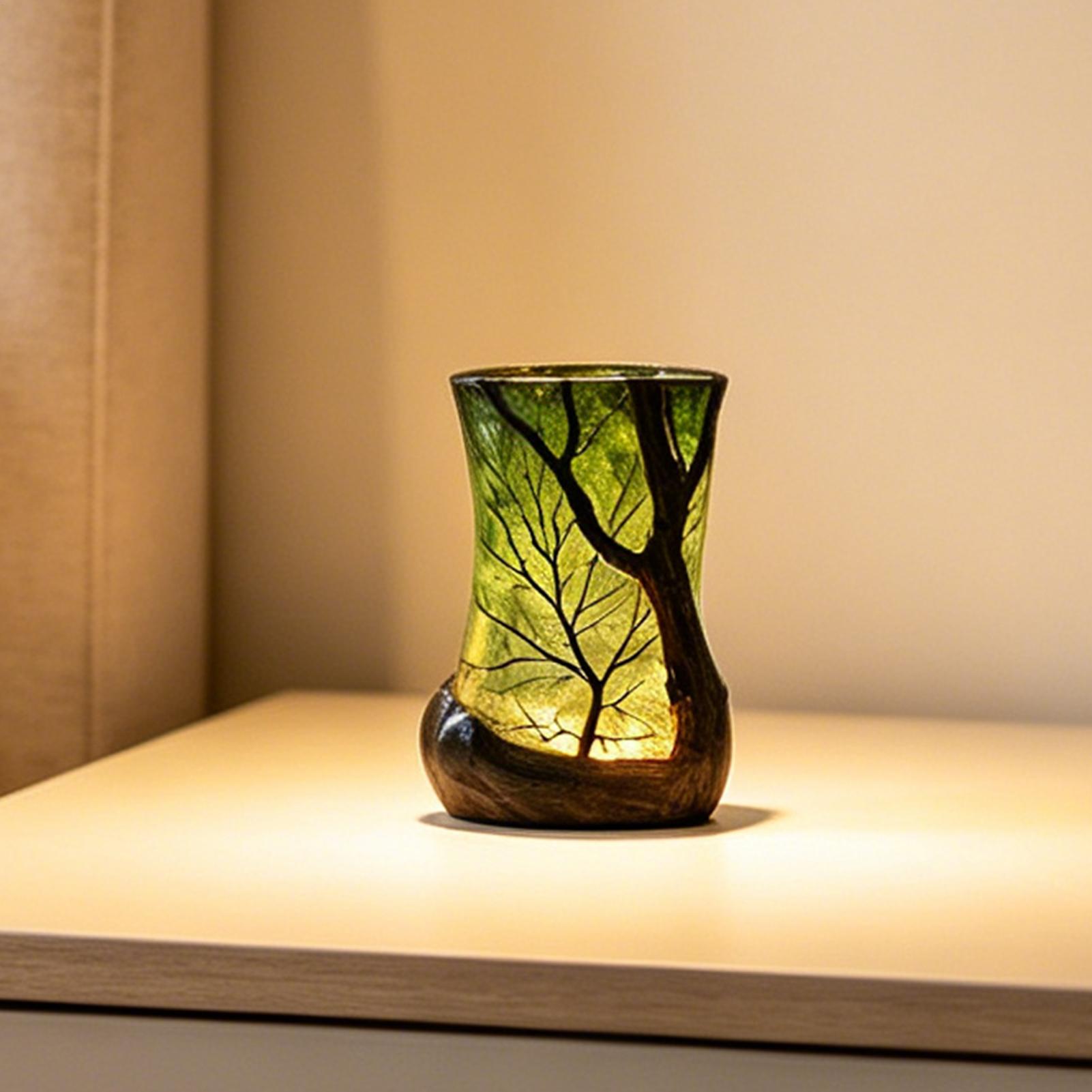 Home Office Bookshelves - Bedside Table Lamp Forest Nightlight Decorative