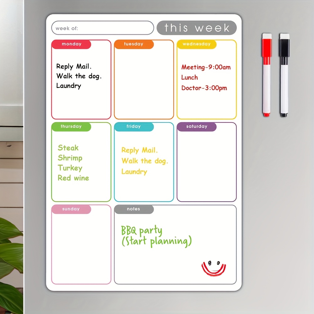 Magnetic Calendar Board - A4 Magnetic Weekly Planner, Erase Fridge