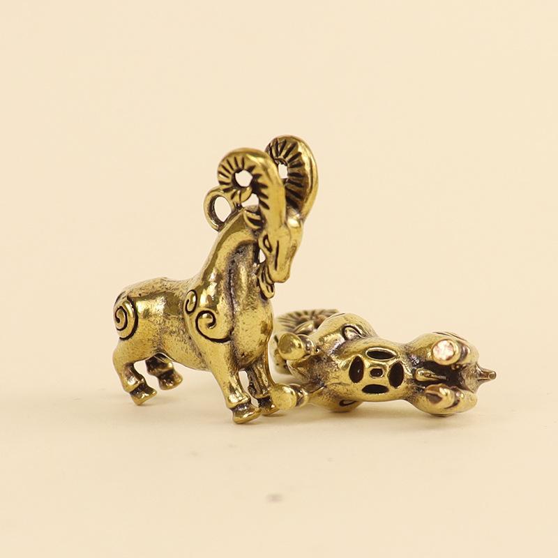 Home Office Bookshelves - Retro Brass Sheep Pendant Ornament Tiny