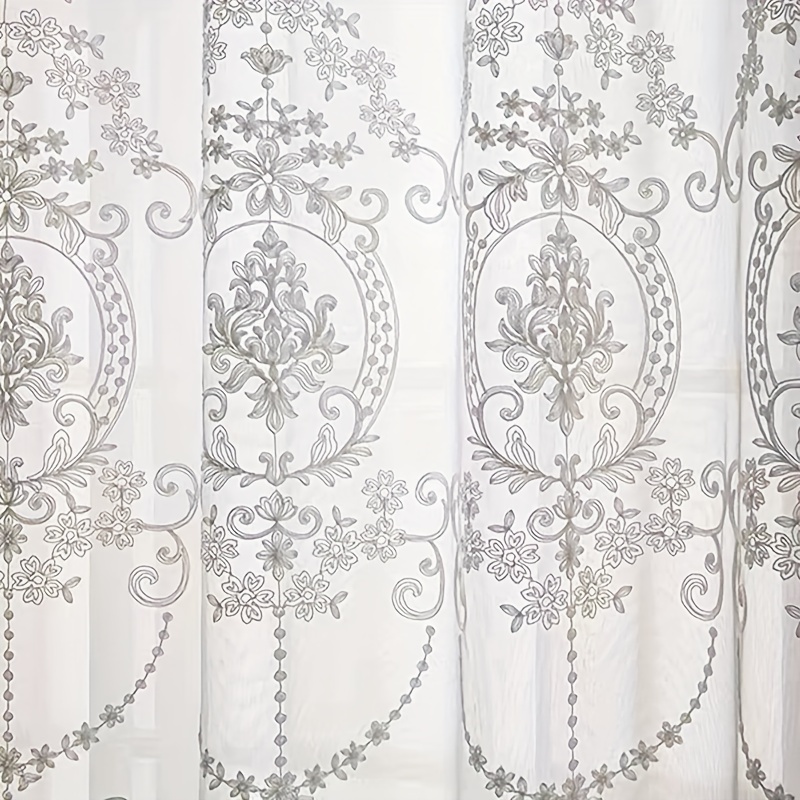 1pc White Embroidered Sheer Cu - Home Office Inspiration 评论和价格