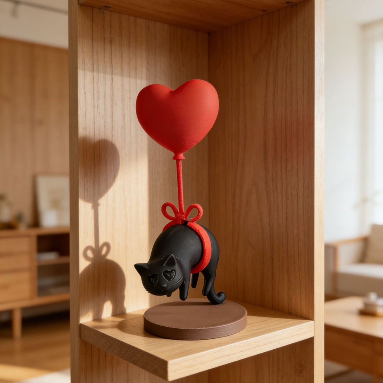 Floating Cat w/ Heart Balloon  - Home Office Bookshelves 评论和价格