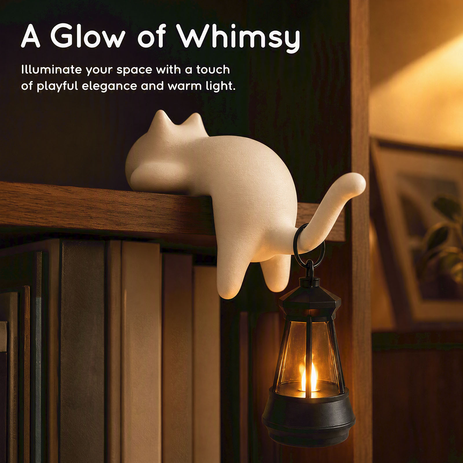 Cat Shaped Lantern Lamp 3D Pri - Home Office Bookshelves 评论和价格