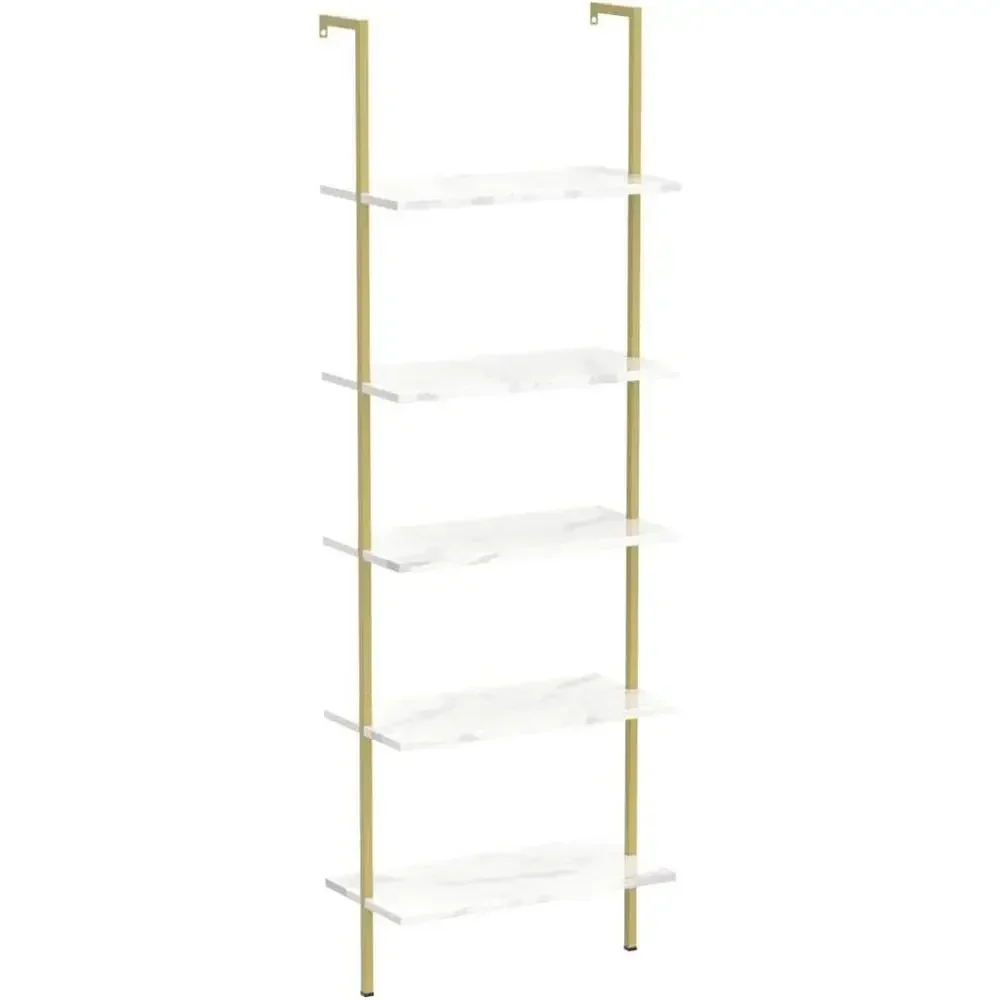 5-Tier White Marble Wall-Mount - Home Office Bookshelves 评论和价格