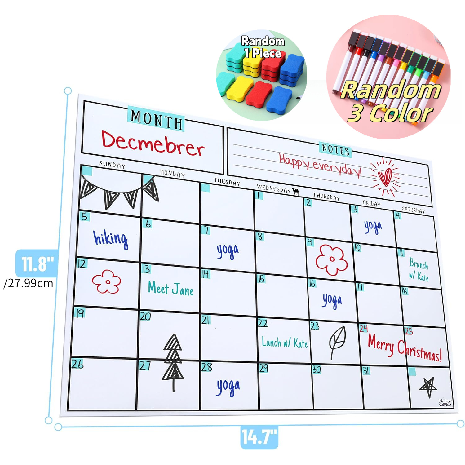 Magnetic Dry Erase Calendar, 1 - Magnetic Calendar Board 评论和价格