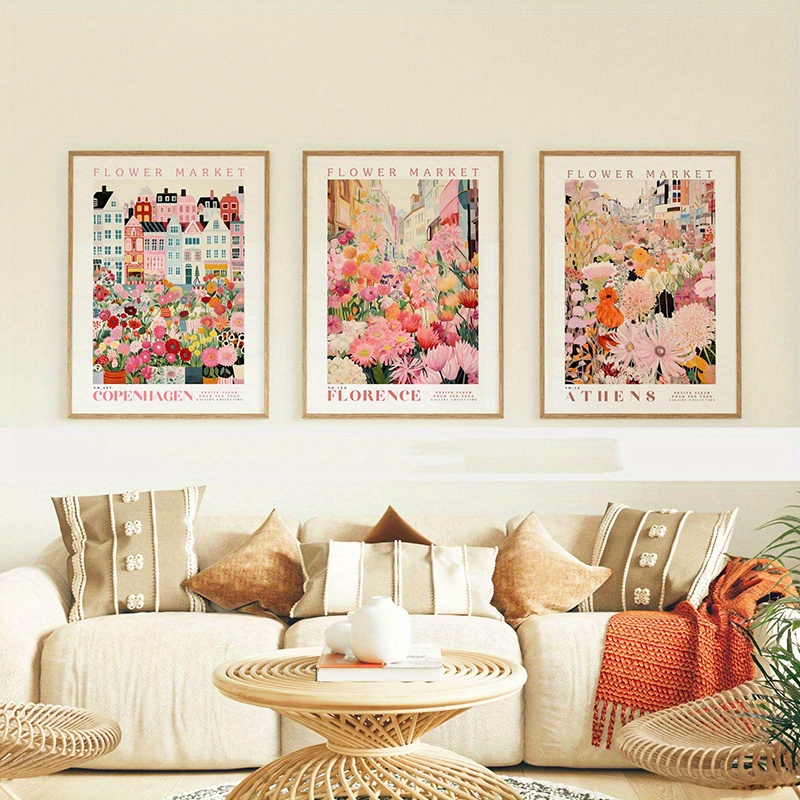 3pcs Modern Flower Market Canv - Home Office Marketing 评论和价格