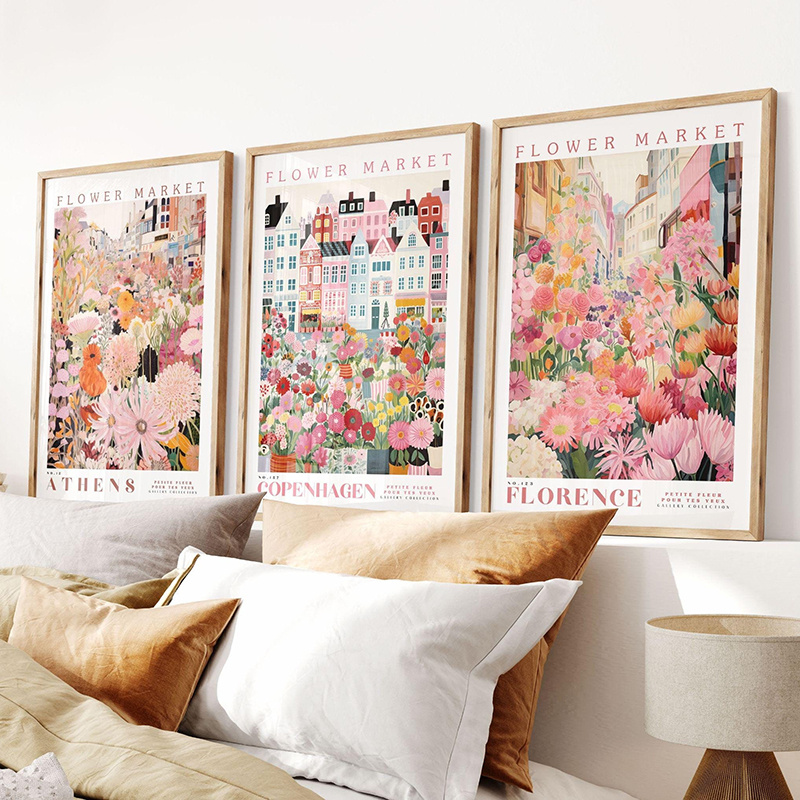 3pcs Modern Flower Market Canv - Home Office Marketing 评论和价格