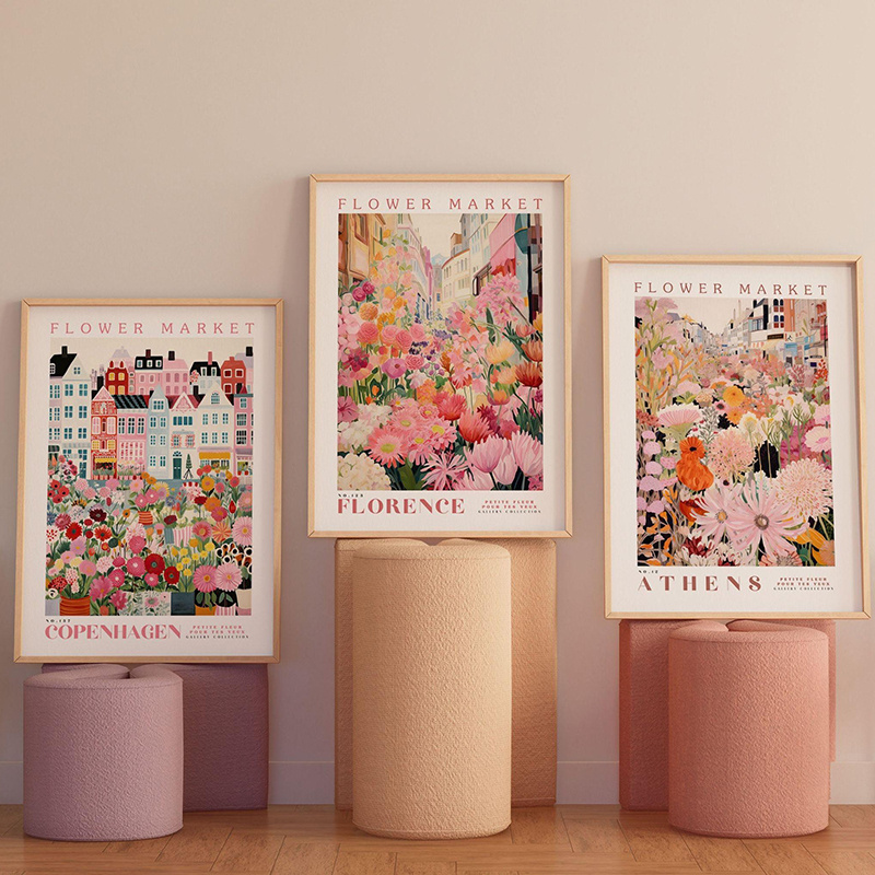 3pcs Modern Flower Market Canv - Home Office Marketing 评论和价格