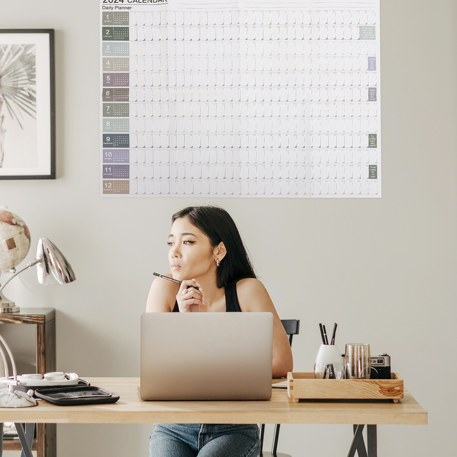 1Set Yearly Wall Hanging Calen - Home Office 2024 评论和价格
