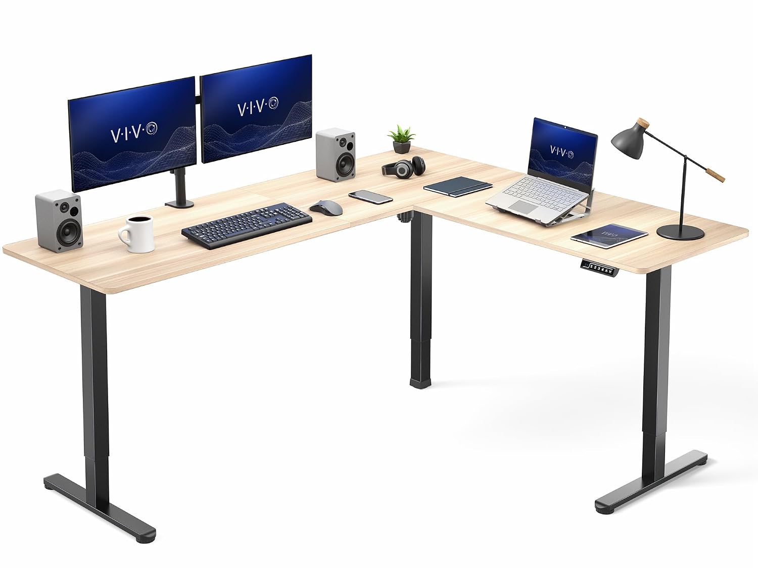 Light Wood 75x63in Corner Stan - Standing Desk Electric 评论和价格